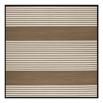  Tapis lavable rayé blanc kaki
