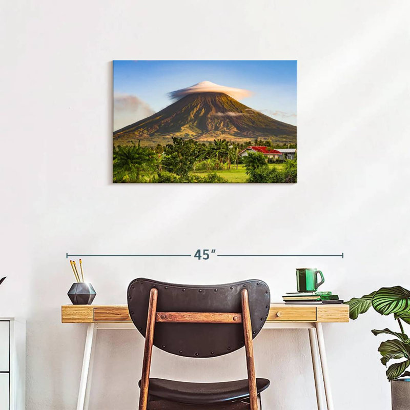 Alvord célèbre volcan Mayon, H 20 po x l 30 po