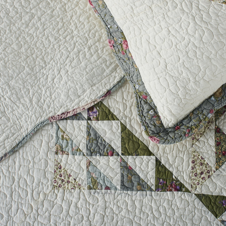 Beige/Gray/Green Standard Berna Lane™ | Piece Set 3 Cotton Quilt Birch Wayfair