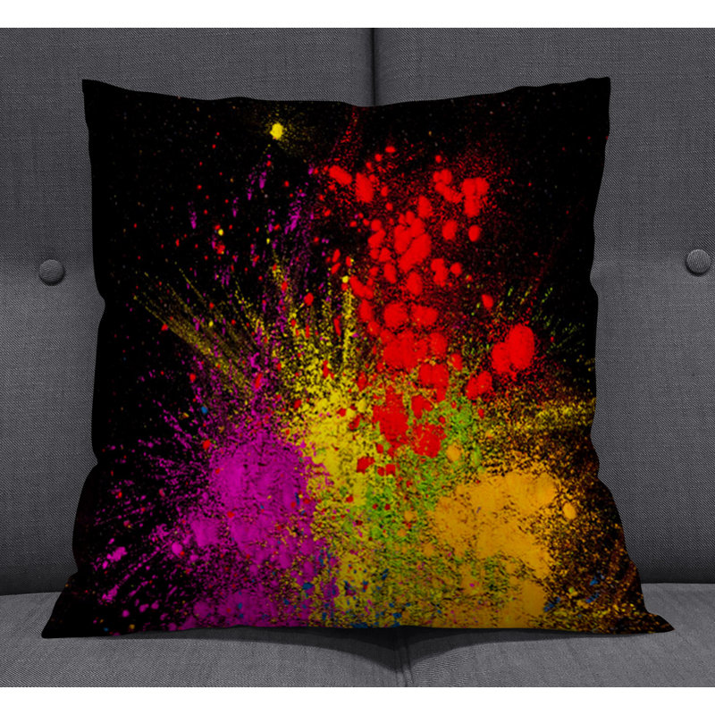 Throw Pillow With Insert, Black/Red/Yellow Abstract 3, 20"H x 20"W