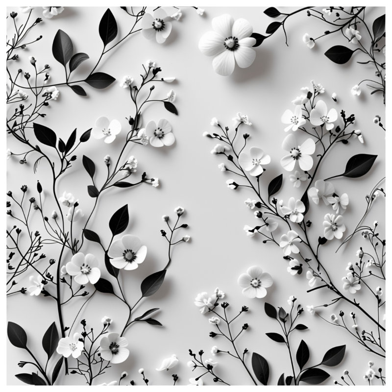 Black Floral Pattern Quilted Bedspread All Sizes, Queen