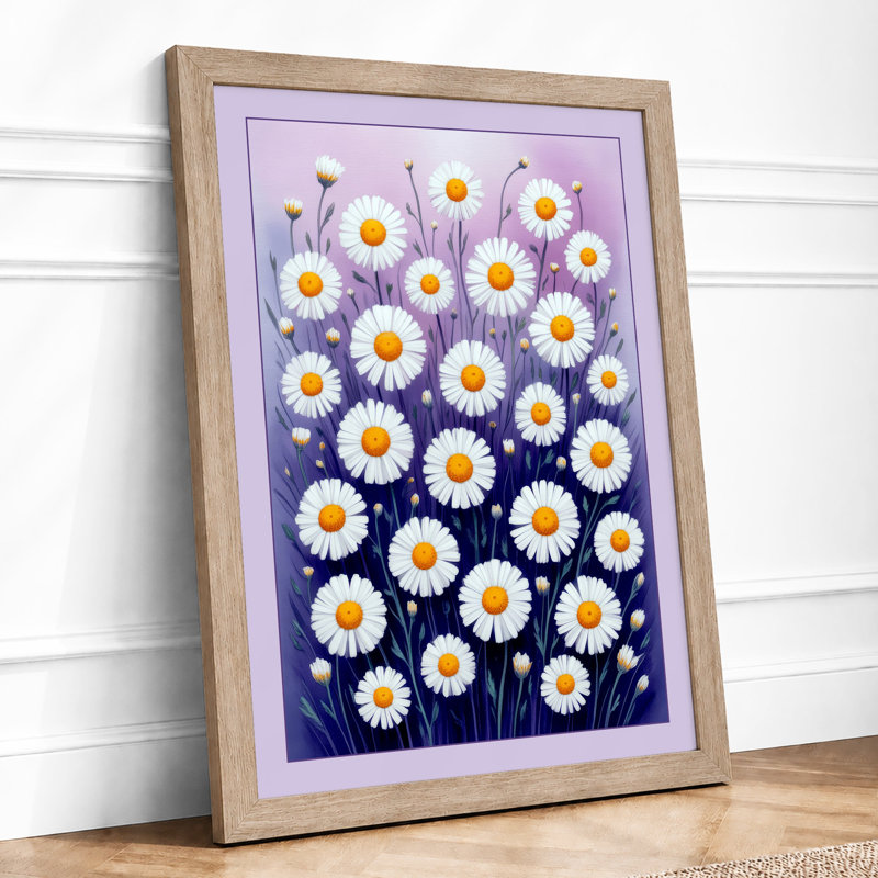 Daisy Bouquet Botanical - Framed Print, A1 - 84.1 x 59.4 cm, Oak