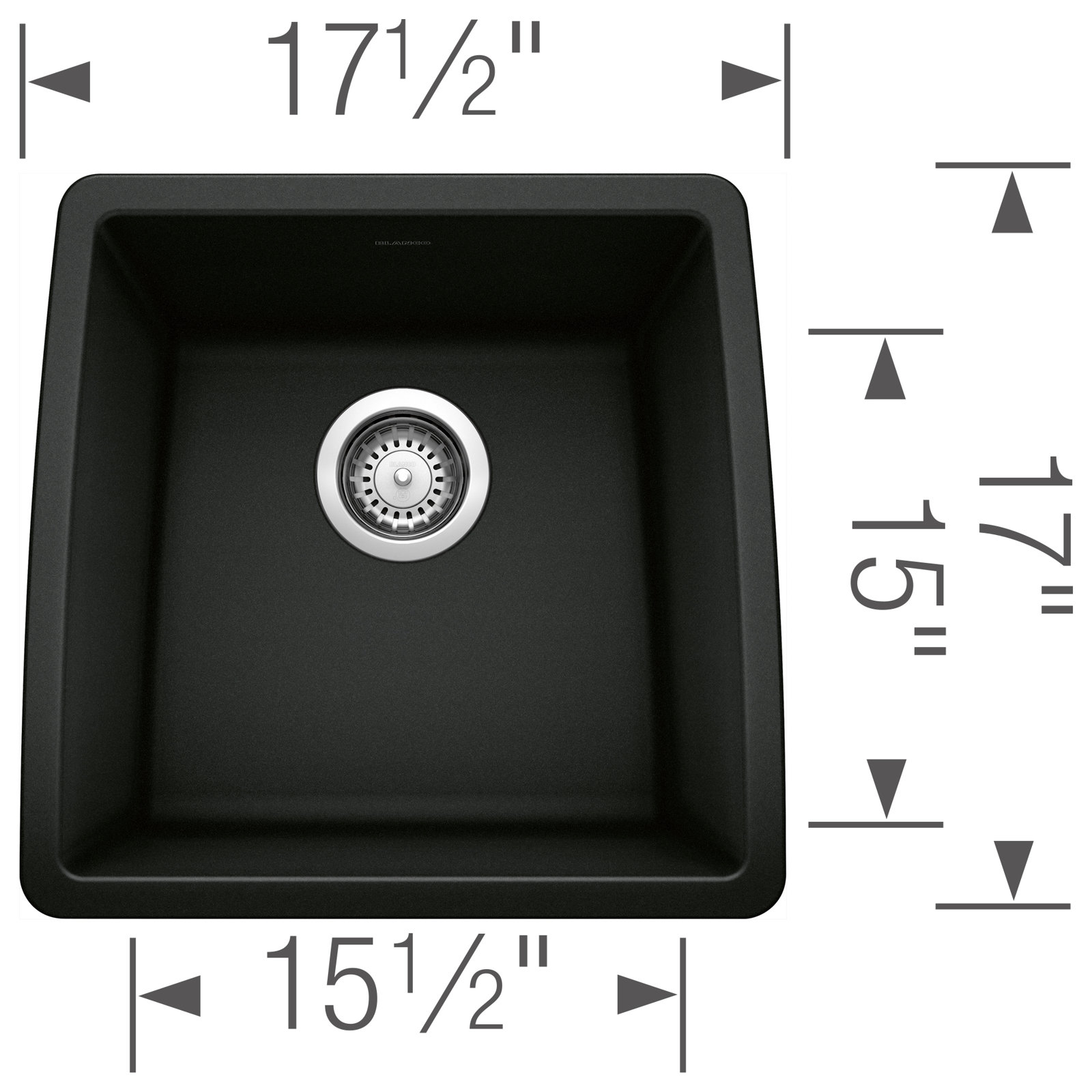 Performa SILGRANIT 17" Undermount Bar Sink, Coal Black