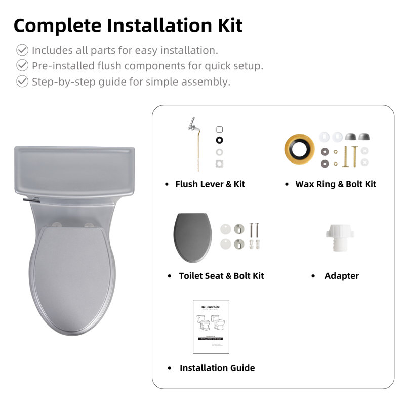 Colored One-Piece Toilet With Square Base, Elongated Toilet Bowl 17” ADA Seat Height, 1.28 GPF Single Flush, 12” Rough-In