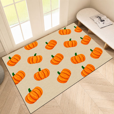 Fall Harvest Pumpkin Printed Doormat, Indoor Outdoor Non-Slip Mat for Front Door Entryway Porch