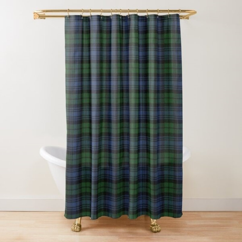 Green & Blue Plaid Shower Curtains, 71 X 71