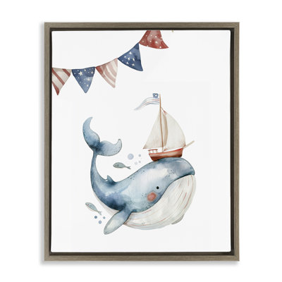  Mignonne baleine flottante, art mural par LSR Design Studio