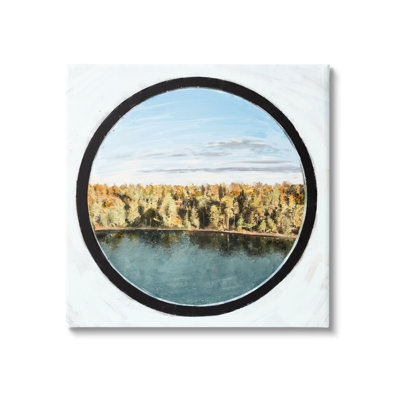 «Autumn Woodland Forest Lake Through Porthole Landscape» par Ziwei Li - peinture sur toile tendue