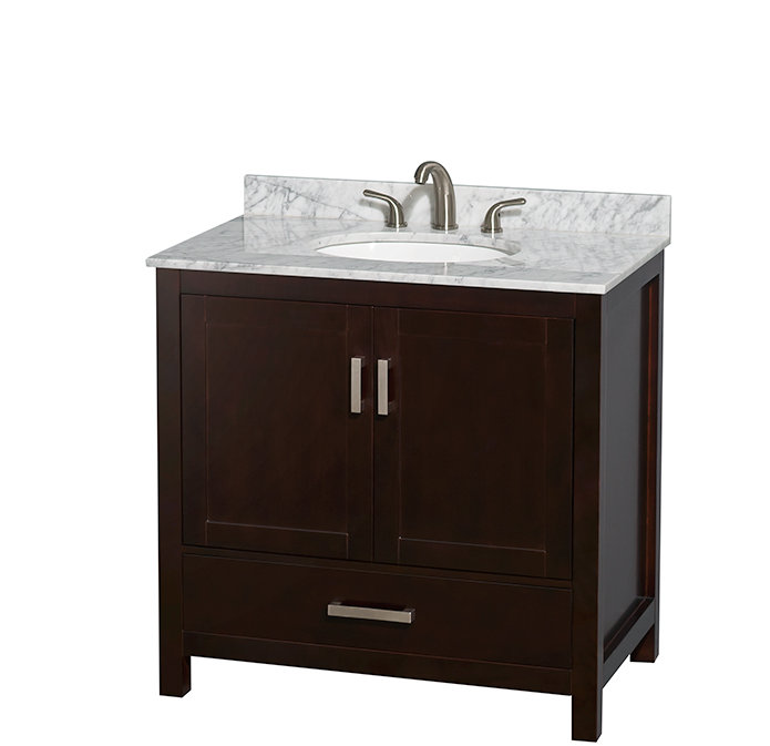 Sheffield 36" Single Bathroom Vanity Set with Mirror, Oval, Espresso, Centerset