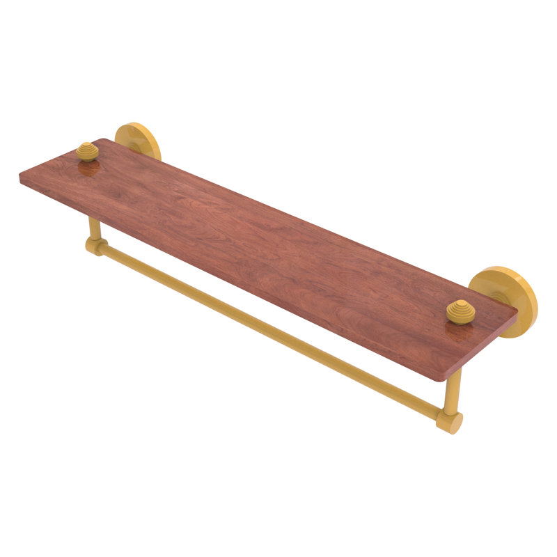 Southbeach Metal Floating Shelf with Towel Bar, 4" H x 22" W x 5" D, Spanish Gold