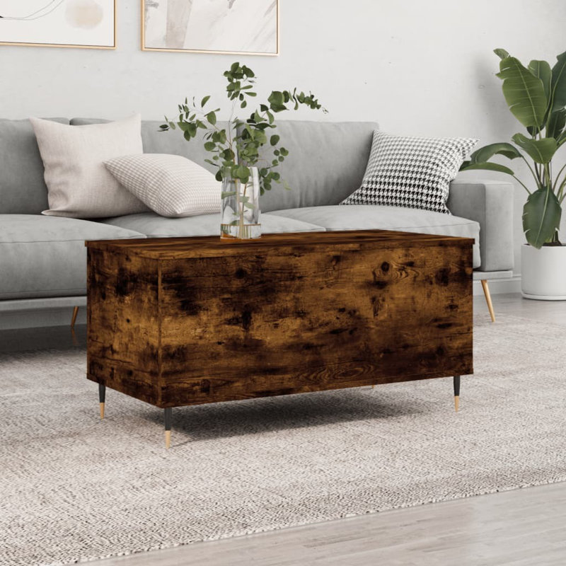 Dumond Coffee Table 90x44.5x45 cm Engineered Wood, 45cm H x 90cm L x 44.5cm W, Smoked Oak