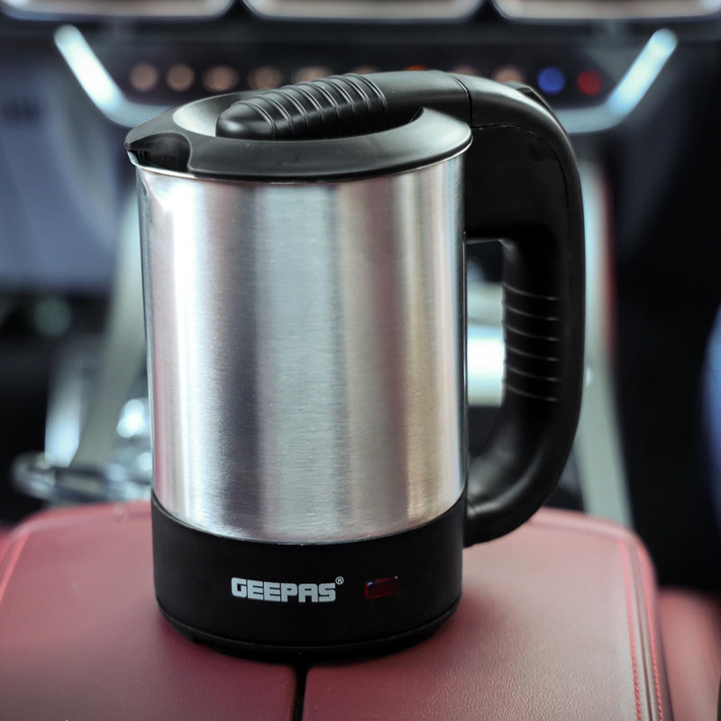 GEEPAS Travel Kettle Auto Shut Off Concealed Boil-dry Protection Camping Caravan Van Road Trips 500ml, 24V