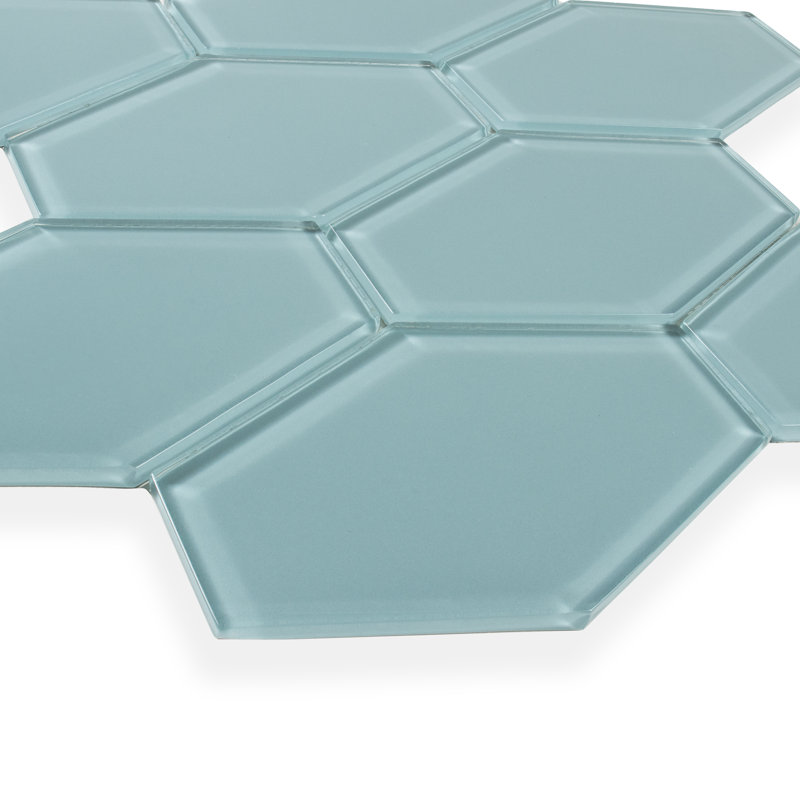 Long Hex 10.60in.x11 in. Glass Mosaic Tile, Skyline Gloss