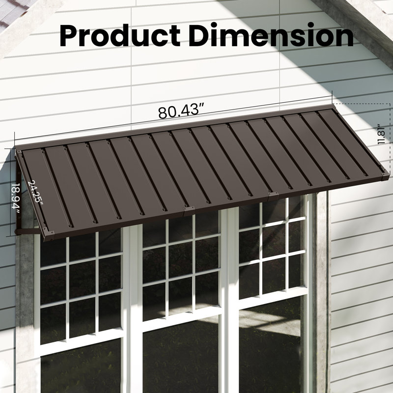 Powder-coated Metal Frame Standing Seam Fixed Window Awning All Weather Protection Door Canopy for Entrance, Windows, Porches, Balconies