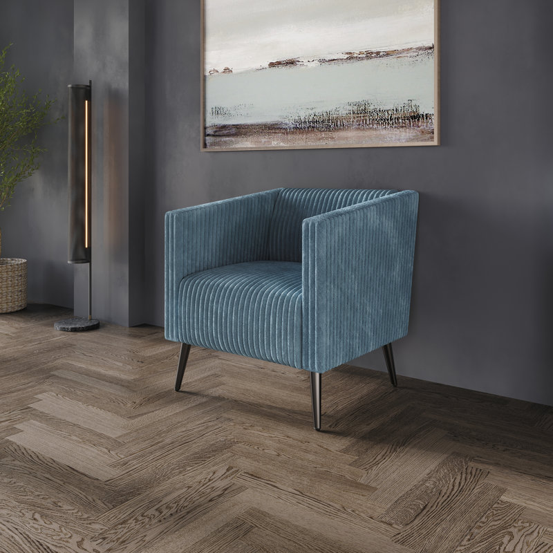 Fauteuil en velours de 30,31 po Schermick, Velours bleu