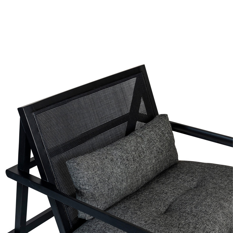 Modern Brazilian Lounge Chair, Slate Polyester Blend/Black Frame