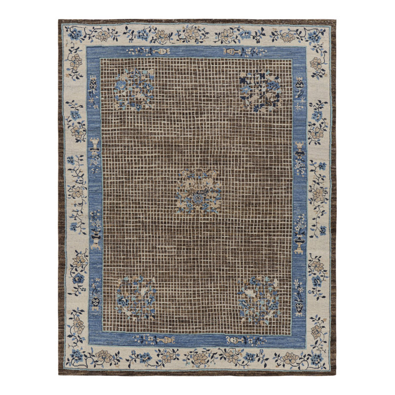 Burano Hand Knotted Wool Geometric Area Rug, Rectangle 5' x 8'