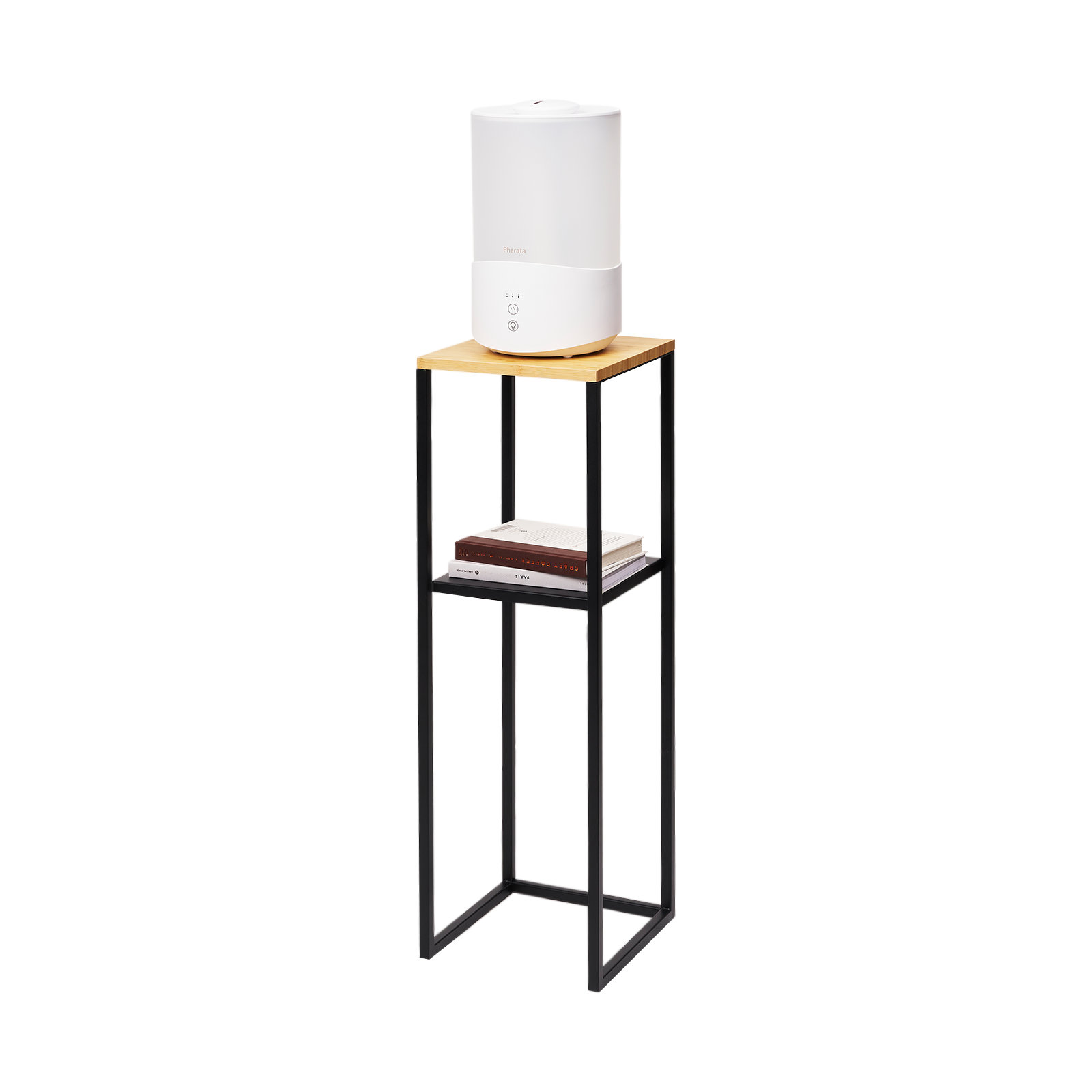 Solid Wood Pedestal End Table with Storage, Walnut