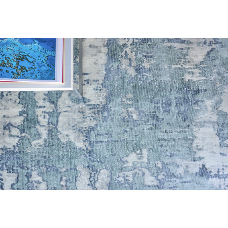 Laguna Abstract Hand-Loomed Blue Area Rug, Rectangle 6' x 9'