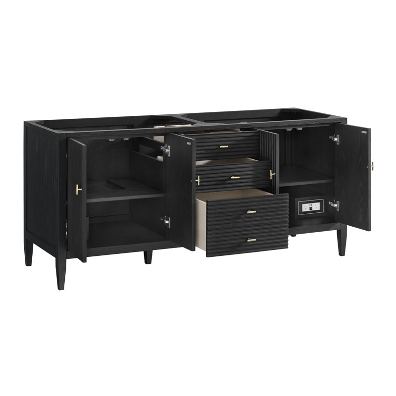 Myrrin 72'' W Double Vanity, Carbon Oak, Eternal Jasmine Pearl