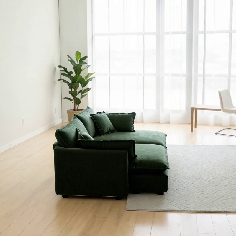 Canapé moderne en tissu pour causeuse pour le salon, canapé profond rembourré de grande taille avec coussins, chenille, Vert