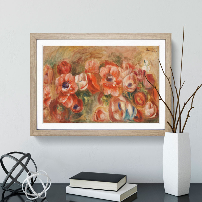 Anemones by Pierre-Auguste Renoir - Picture Frame Painting, Oak, 27cm H x 36cm W x 2cm D