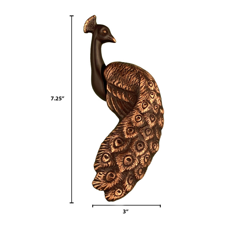 Heurtoir de porte paon, Bronze huilé