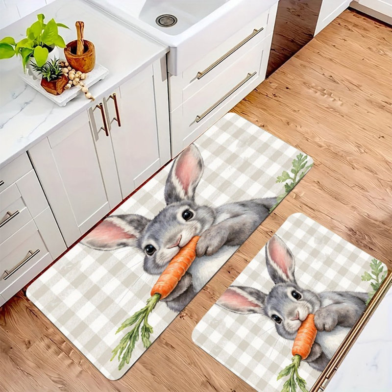 Ensemble de 2 tapis de cuisine carotte gris