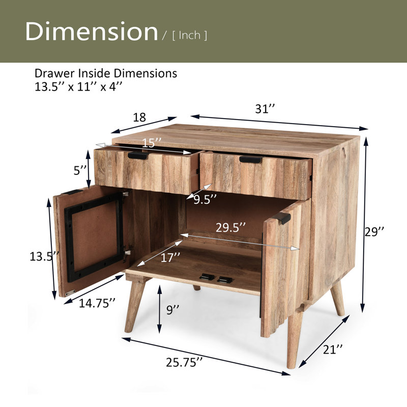 Stylish - Style 2 -Drawer 2 -Door Cabinet , Mango Wood