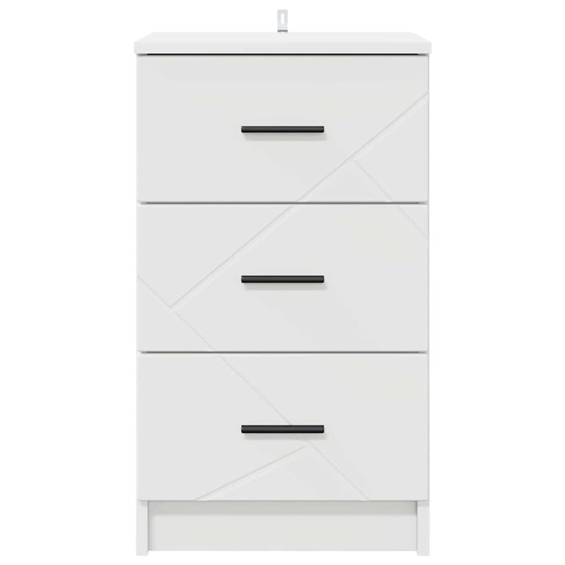 38cm W Manufactured Wood Bedside Table, White