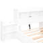 Lit de rangement double avec lit gigogne simple, 2 tiroirs, tablettes coulissantes, bois, sans sommier, tiroirs de chambre de couleur blanche et fabrication en bois
