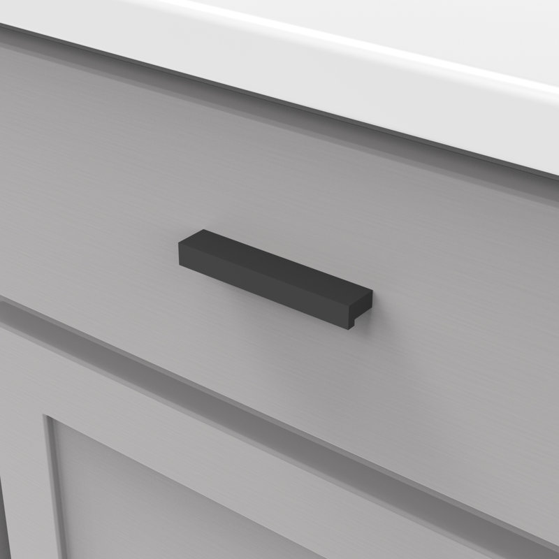 Modern Black Aluminum Finger Pull Cabinet Handles