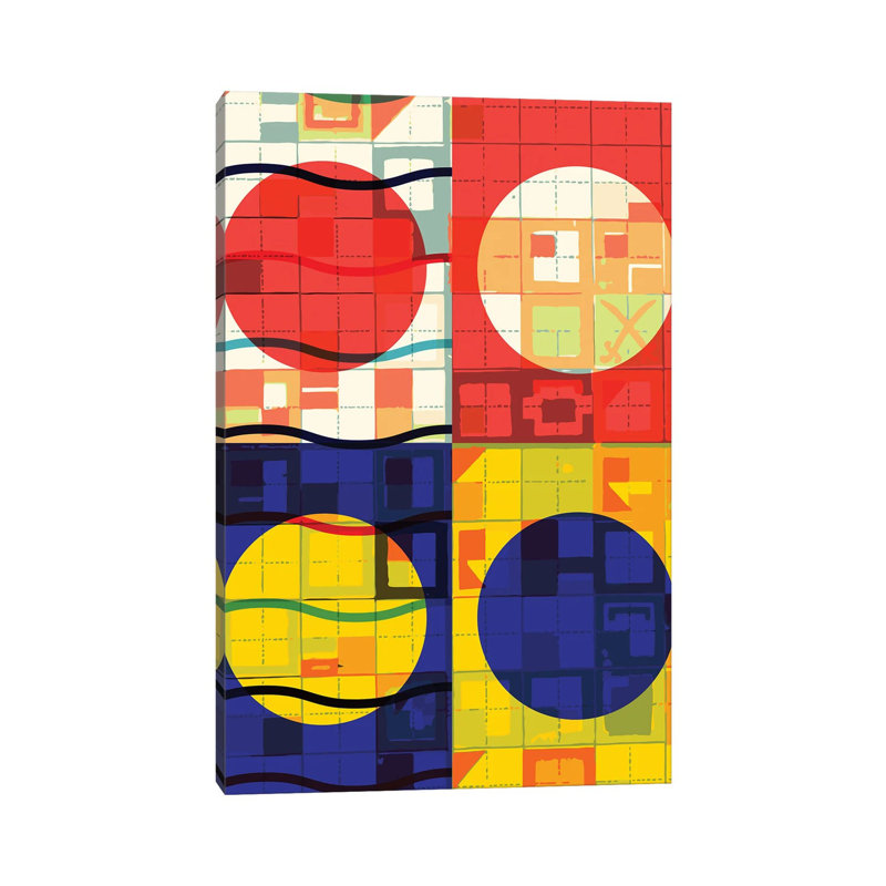 Four Circles Abstract by Emmanuel Signorino - Wrapped Canvas Print, 20.32 cm H x 30.48 cm W