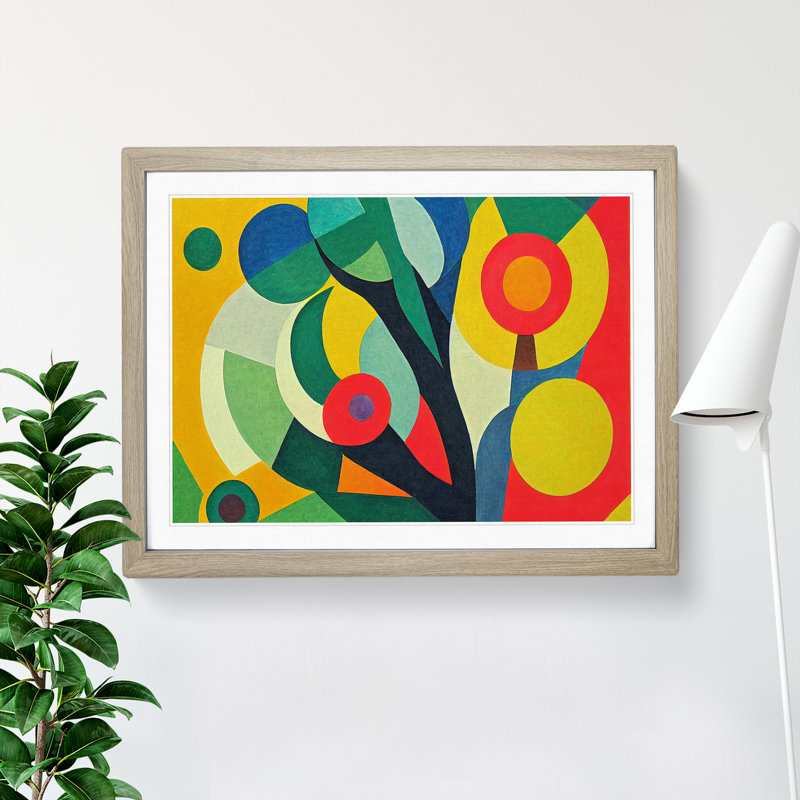 XH1022-7094X Powerful Abstract Flowers - Single Picture Frame Print, 34cm H x 46cm W, Oak