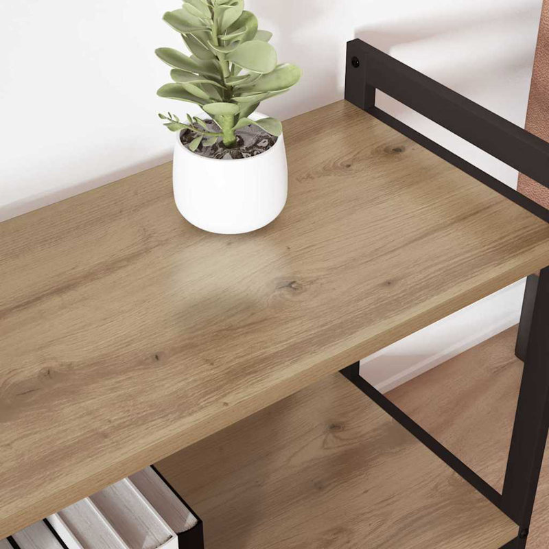 Steel Bookcase, (3 Shelves) 83cm H x 80cm W x 30cm D, Brown