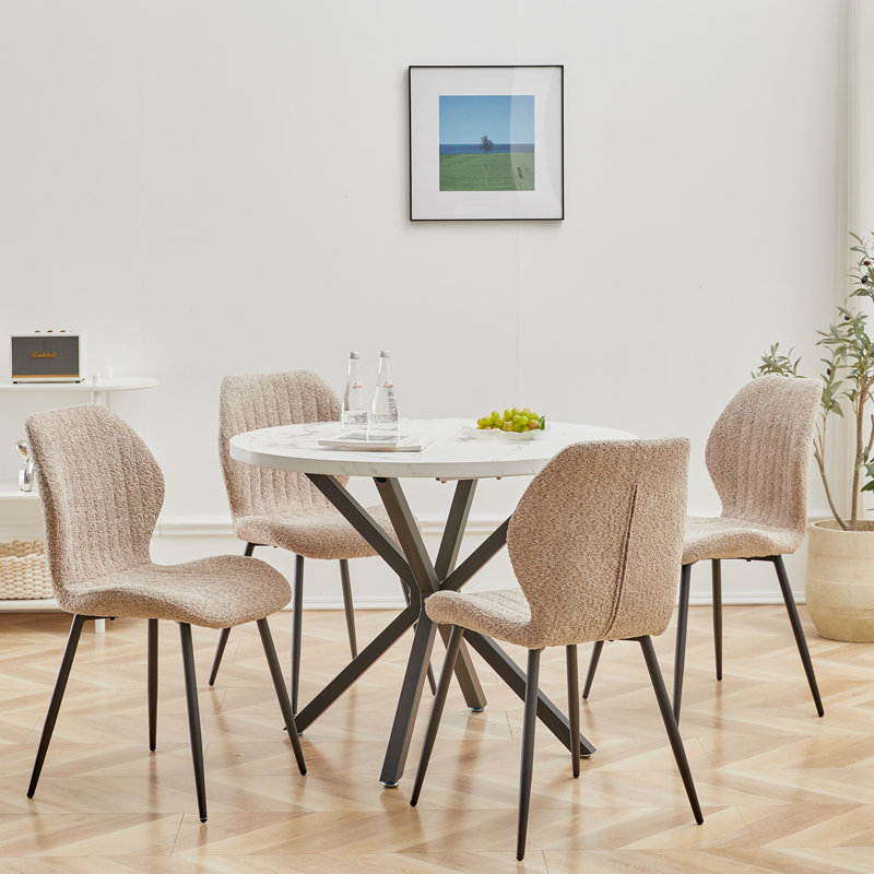 Encinitas 127cm H Upholstered Metal Side Chair, Brown