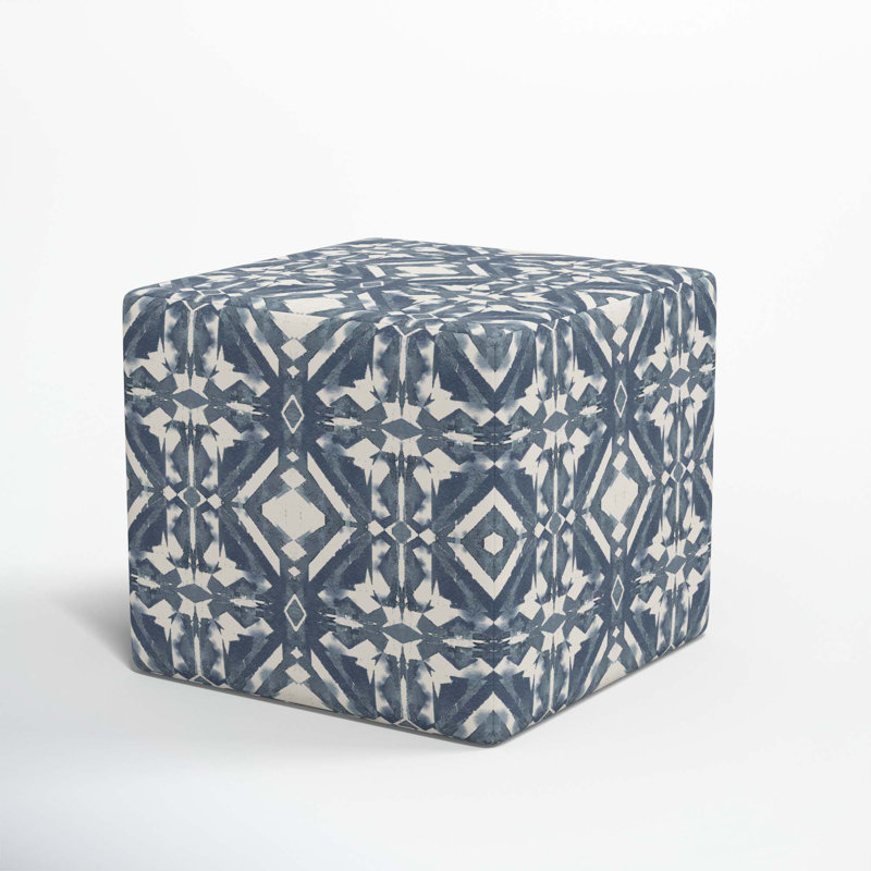 Contrada Ottoman in Pattern, Asha Blue Ikat