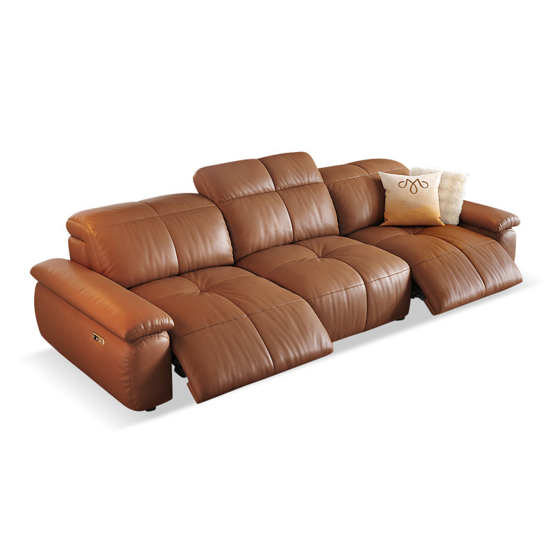 Coussin de canapé modulaire orange en cuir véritable Fourseat, H 35,43 po x l 118,5 po x P 41,34 po, Orange