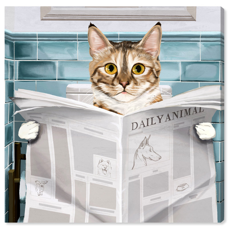 " Occupied Bathroom Kitten ", 12" H x 12" W x 0.8" D