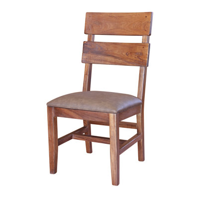 Chaise Parota avec assise en similicuir et bois massif
