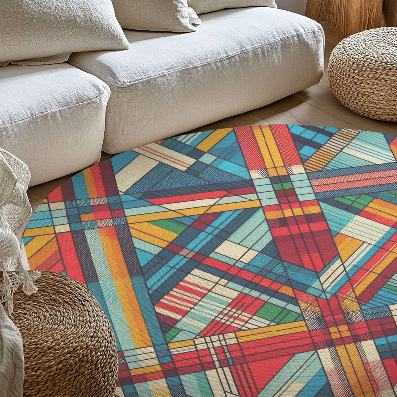 Tapis tressé Heritage Check, Rond 5 pi