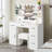 White Vanity Table Makeup Table With Stool Set With LED Lighted Mirror