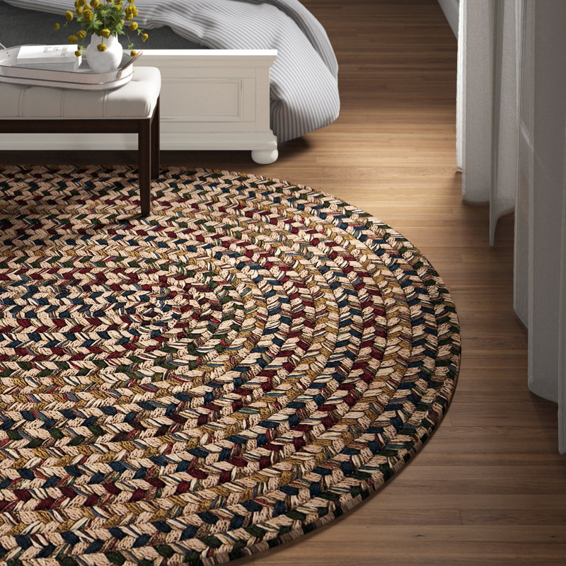 Tapis multicolore et avoine en mélange de laine fabriqué à la main Entwistle, Rond 12 pi
