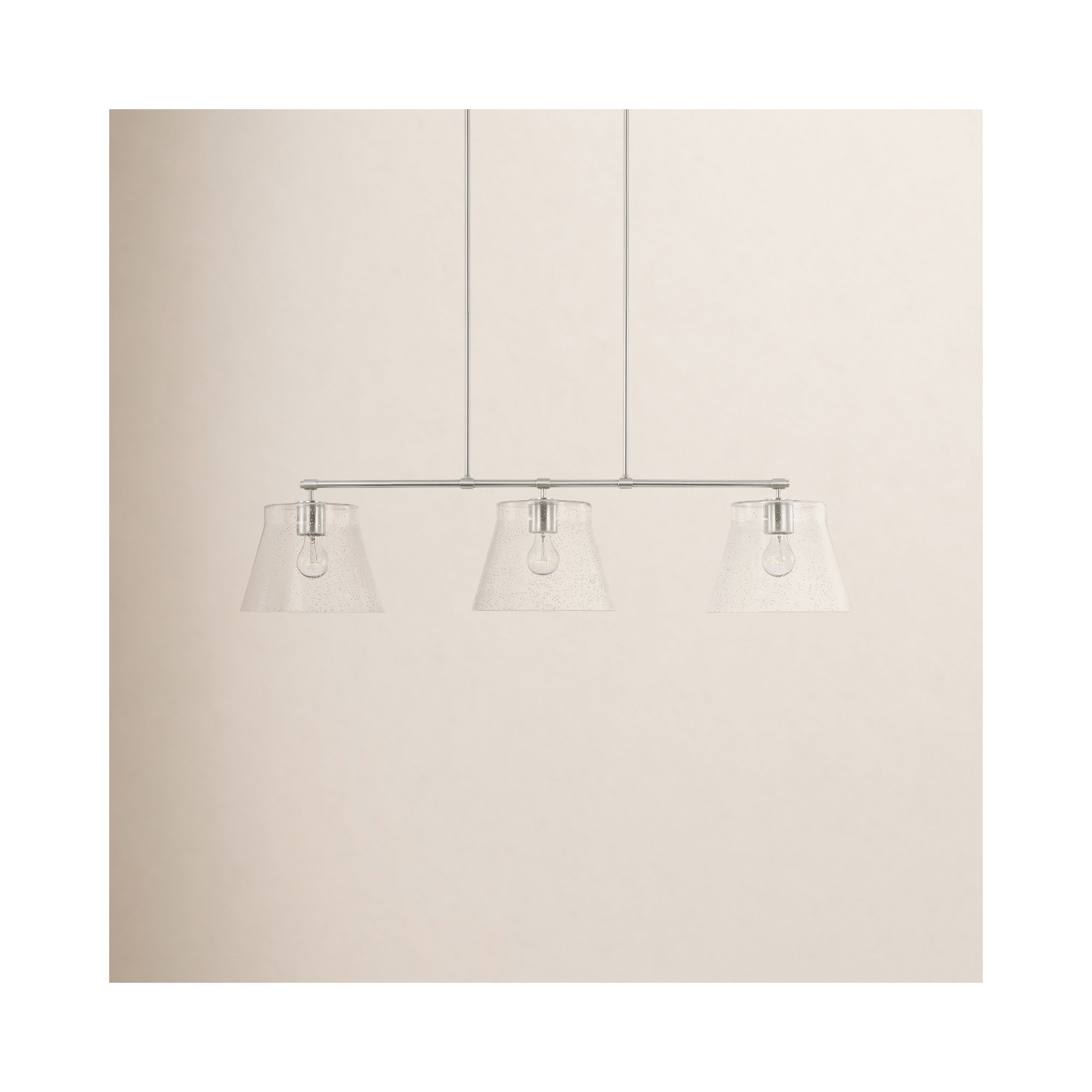 Alorie 3 Light Glass Dimmable Pendant, Brushed Nickel