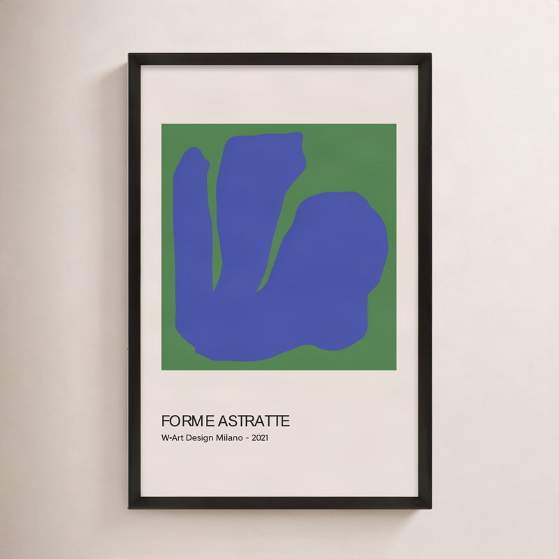 Forme Astratte Blue & Green Print by Romina Gadler, Black Framed Paper, 20" H x 14" W x 1.25" D