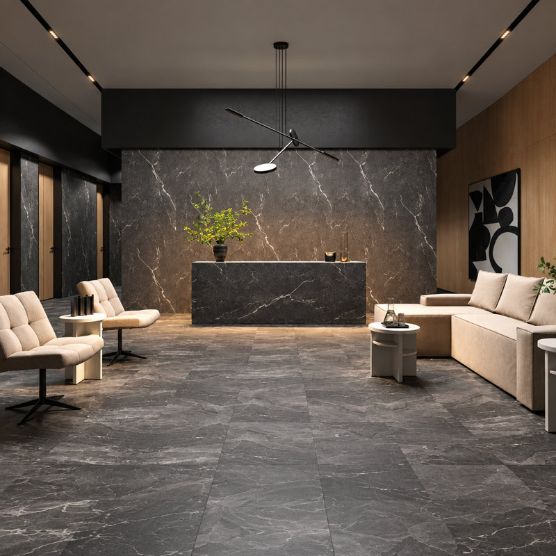 VOX WALL SPC PIERRE CENDRE EMBOSSÉE MATE 43 5/16" X 110 1/4" - 2 pièces