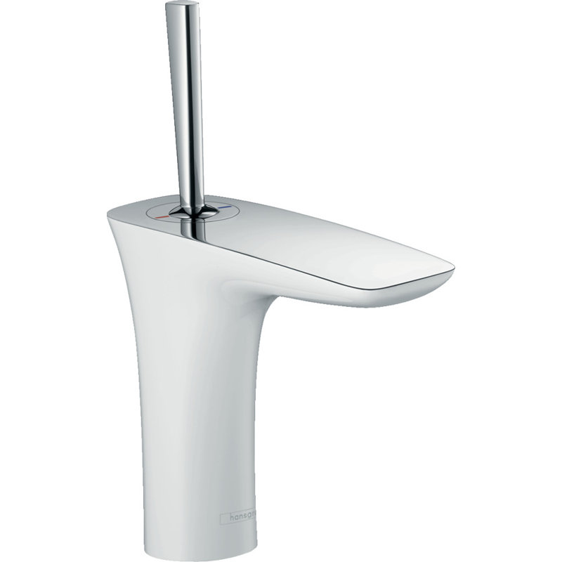 Puravida Single Hole Bathroom Faucet, Chrome/White, Without Pop-Up Drain Assembly