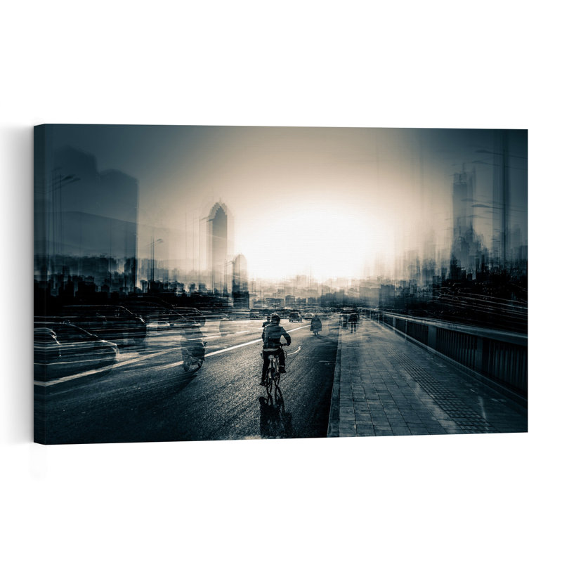 «Urban Ride Abstract Dramatic Modern City Landscape», reproduction d'art mural, H 12 po x l 18 po