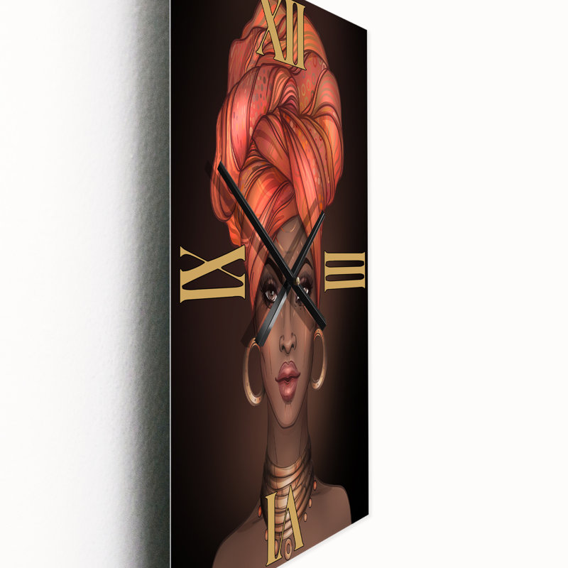 Femme afro-américaine avec Turban V - horloge murale moderne, Grand