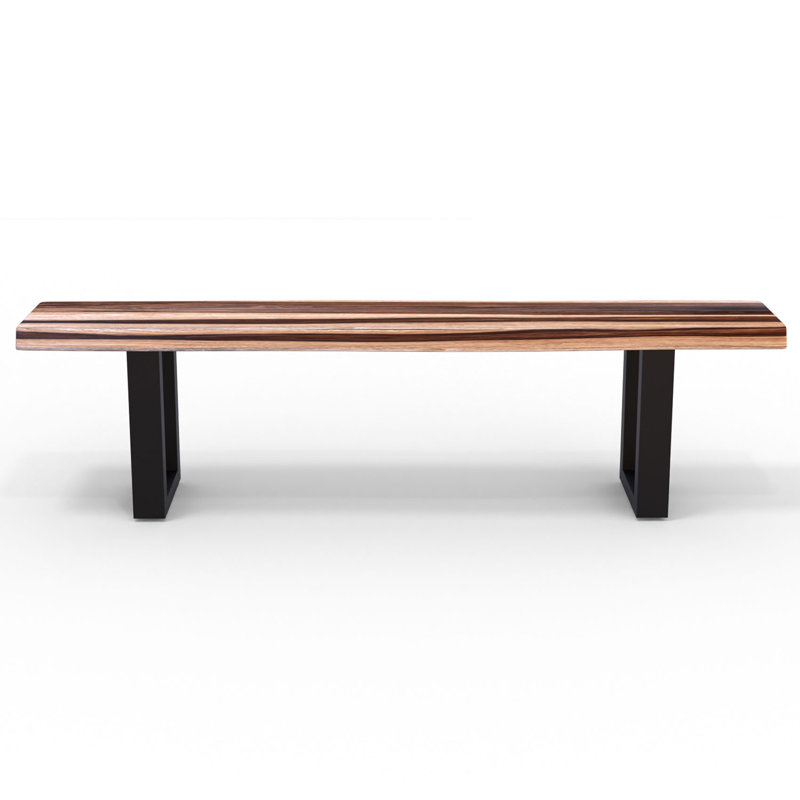 Banc en bois Freshour Sheesham, H 18 po x l 72 po x P 14 po, Brun / noir